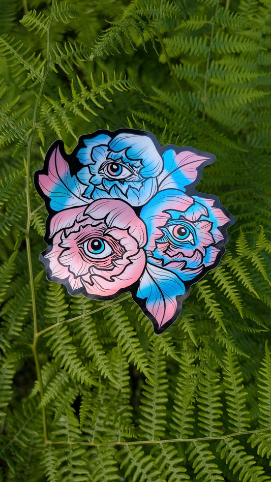 Trans Flag Holographic Eye Poppy Sticker