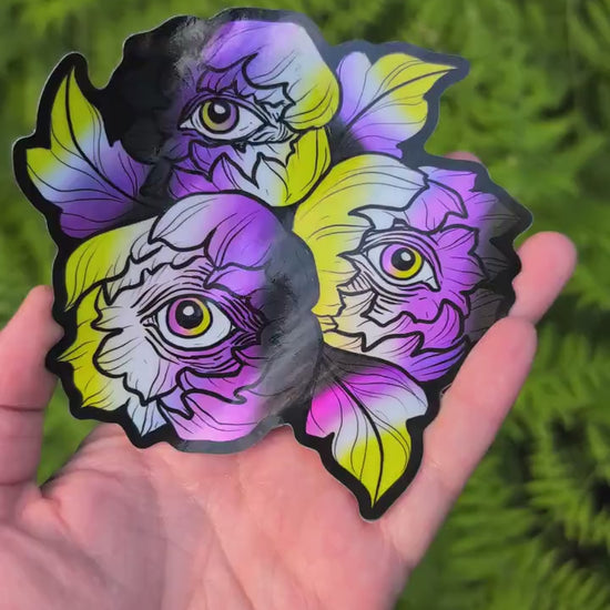 Nonbinary Flag Holographic Eye Poppy Sticker