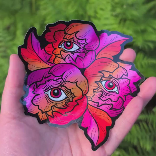 Lesbian Flag Holographic Eye Poppy Sticker