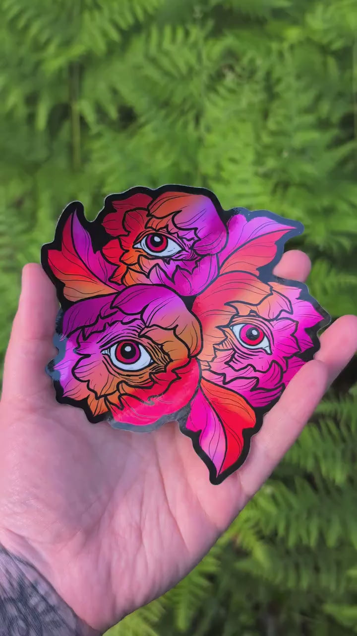 Lesbian Flag Holographic Eye Poppy Sticker