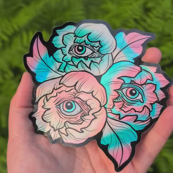 Trans Flag Holographic Eye Poppy Sticker