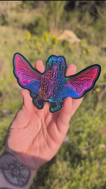 Bisexual Pride Flag Holographic Goliath Beetle Sticker