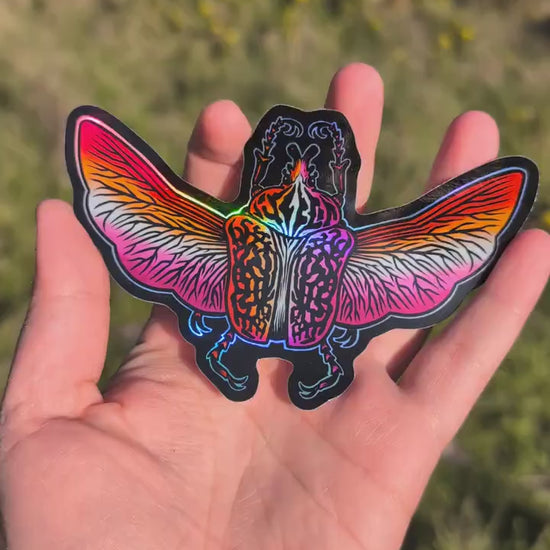 Lesbian Pride Flag Holographic Goliath Beetle Sticker