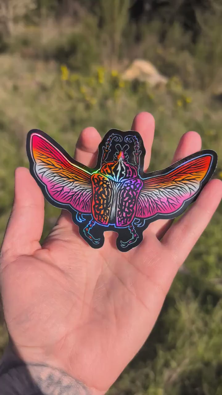 Lesbian Pride Flag Holographic Goliath Beetle Sticker