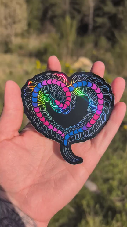 Bisexual Pride Flag Holographic Centipede Heart Sticker